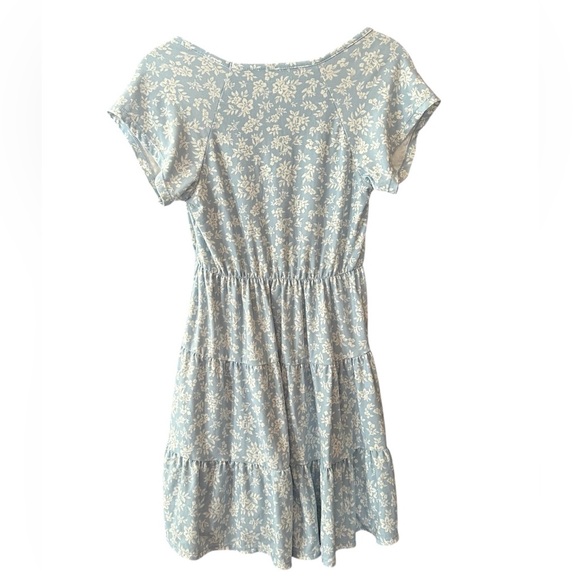 No Boundaries Juniors Tiered Jersey Babydoll Mini Dress Size Small Blue & White - Picture 2 of 7